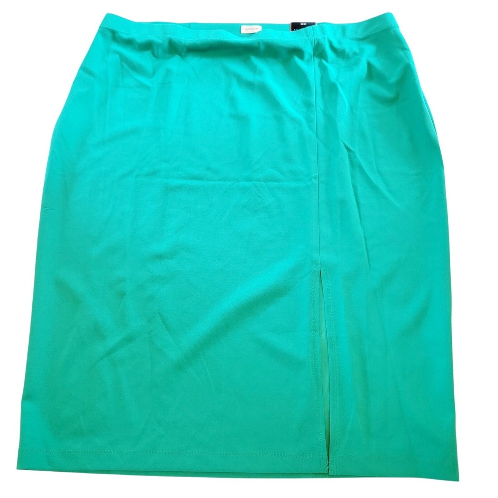 Avenue 22/24 Plus Size Green Pencil Skirt Front Slit Knee‎ Length 2X Bodycon NWT - Picture 4 of 12
